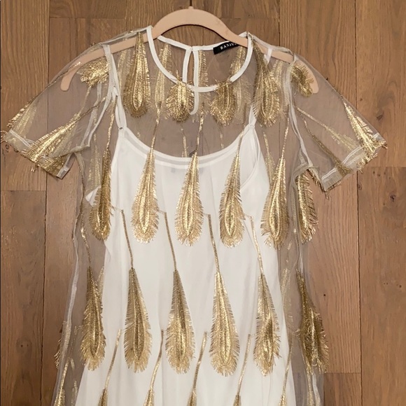 Banjul Sheer feather dress white slip underneath - Picture 3 of 3